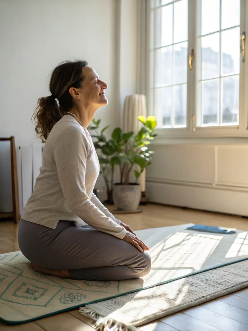 A person meditating in a modern office setting, representing mindfulness and mental clarity in a demanding work environment.