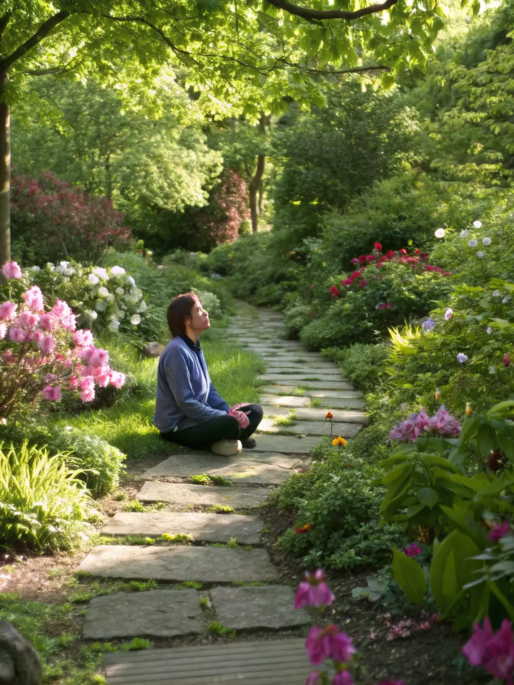 A person meditating in a peaceful setting, representing mindfulness and mental clarity, with a focus on stress management and resilience.